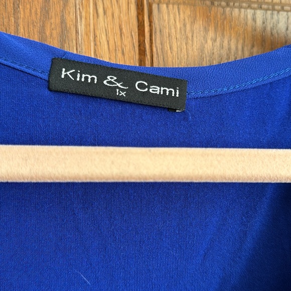 Kim & Cami blouse. Cutout upper arms. XL. Royal Blue. - Picture 3 of 4